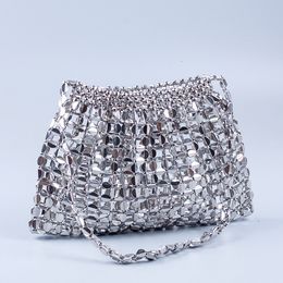 Evening Bags Luxury Bag Design Electroplated Gold Silver Acrylic Beaded Cool Girl Y2K Clutches Handmade Shoulder Hobo 230826