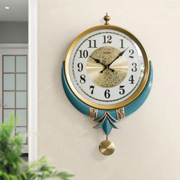 Wall Clocks Nordic Silent Clock Modern Living Room Large Luxury Kitchen Pendulum Design Reloj De Pared Decor WK50WC