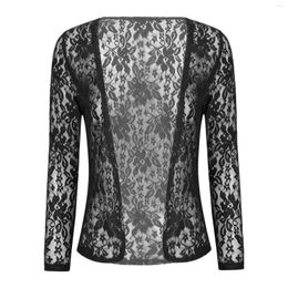 Women's T Shirts Elegant 3/4 Arm Bolero Lace Cardigan Tops Open Blazer Short Sheer Long Sleeve Flower Festive Jacket Cover Up