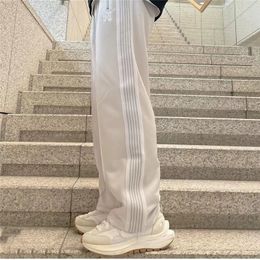 Men's Tracksuits White Stripe Needles Sweatpants Men Women 1 1 High Quality Embroidered Butterfly AWGE Needles Track Pants 230825