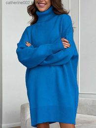 Camisolas femininas Costela gourtleneck suéter solto casual de manga longa malha malha de madras