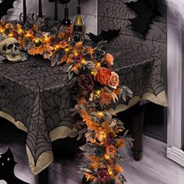 Other Festive Party Supplies Halloween Wedding Wreath Handcrafted Artificial Garland with Flowers Vintage Decorat Day of the Dead Center Fireplace Door 230826