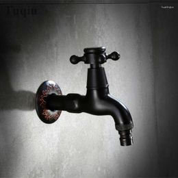 Bathroom Sink Faucets High Quality Total Brass Black Oil Brushed Single Cold Washing Machine Faucet Corner Tap Garden Outdoor Mixer