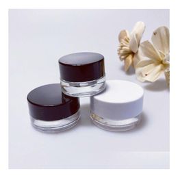 Packing Bottles Wholesale Clear Eye Cream Jar Bottle 3G 5G Empty Glass Lip Balm Container Wide Mouth Cosmetic Sample Jars With Black Otlog