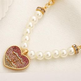 Brand Designer Neckalce Gold Plated Heart Pendant Link C Letters Necklaces Wedding Party Jewellery Accessories for Women Girls