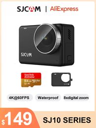 Weatherproof Cameras SJCAM Action Camera SJ10 PRO 4K 60FPS SJ10X Waterproof WiFi Gyro Anti shake 8x Zoom Motorcycle Cam Sports Video 230825