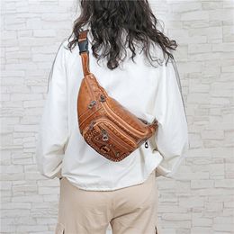 Waist Bags PU Leather Bag Woman Belt Women Brand For Men Vintage Pillow Belly Packets Washed Unisex Phone