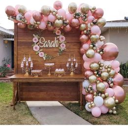 Other Event Party Supplies Chrome Rose Gold Balloons Garland Arch Kit Pink White Ballon for Baby Shower Wedding Birthday Decor Globos 230825