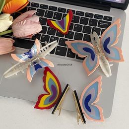 Elegant Colorful Butterfly Shape Hair Clip For Women Girls Korean Rainbow Animal Acetate Barrette Hairpin Hair Accessories 2023