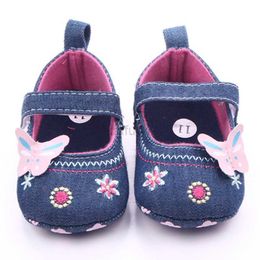 First Walkers 0-18M Baby Girl Shoes Butterfly Baby Denim Shoes For Girls Infant Indoor Shoes Soft Sole Toddler Shoes Zapatos Bebe F133 L0826