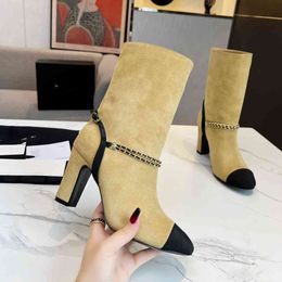 Luxury Designer Boots Women Ankle Booties Winter Channel Leather Boot Martin Platform Letter CCity gfhfgh
