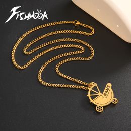 Pendant Necklaces Fishhook Personalised Necklace Custom Name Chain Mother Kid Child Family Gift For Women Man Stainless Steel Jewellery 230825