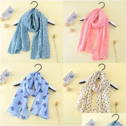 Scarves Wraps 140X40Cm Fashion Kids Star Print Scarf Spring Cotton Neckerchief Baby Boys Girls Cute Pentagram Warm Shawl And Drop Ot4Nn