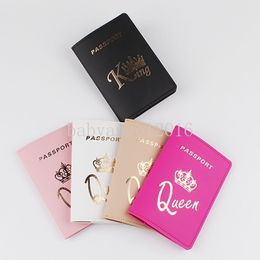 Fashion King Queen Crown Print Passport Cover Women Men Travel Ticket Storage Pocket Waterproof Passport Credit Card Holder