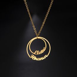 Pendant Necklaces Sipuris Personalized Double Name Necklace Custom Stainless Steel Couple Round For Girlfriend Jewelry Gift 230825