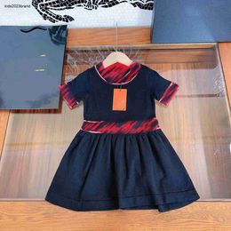 designer girl dress fashion knit tops baby clothes Kids frock Size 100-160 CM Splicing design Child Skirt Aug24