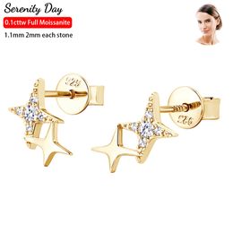 Charm Serenity 0.1cttw Real D Colour 1.1mm 2mm Full Earring For Women S925 Sterling Silver Stud Ear Plate Pt950 Fine Jewellery 230825