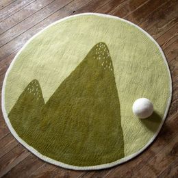 Carpets Green Round Fluffy Carpet For Living Room Plush Nursery Play Mat Children Soft Kids Bedroom Rug Foot Furry Baby 230825