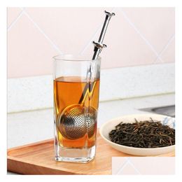 Coffee Tea Tools Strainer Ball Push Tea-Infuser Loose Leaf Tool Herbal Teaspoon Philtre Diffuser Home Kitchen Bar Drinkware Stainle Otaqg