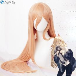 Cosplay Wigs Makima Power Cosplay Chainsaw Man Wig Orange Power Wigs Horns Teeth Props Heat Resistant Hair Party Anime Cosplay Wigs Wig Cap 230826