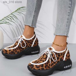Dress Shoes Womens Sneakers 2023 New Spring Thick-soled Wedge Sneakers Leopard Print Thick-soled Casual Women's Comfortable Soft-soled Shoes T230826