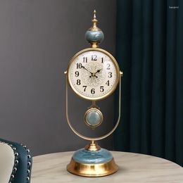 Table Clocks Light Luxury Fashion Clock Home Living Room Top Stand American Creative Ceramic Metal Modern