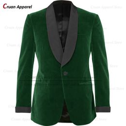 Men's Suits Blazers One Blazer Luxury Green Velvet Mens Blazers for Wedding Dinner Tailor-made Gentleman Suit Jacket Formal Slim Fit Male Coat 230825