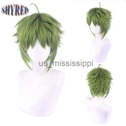 Synthetic Wigs Synthetic Short Curly Wigs for Men Boys Light Green Hair Heat Resistant Daily Party Anime Cosplay Wig x0826