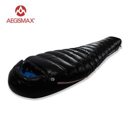 Sleeping Bags AEGISMAX 95 White Goose Down Mummy Camping Bag Cold Winter Ultralight Baffle Design Splicing FP800 G1 G5 230826