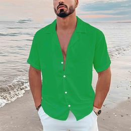 Men's T Shirts Green Solid Summer T-Shirts Letter Print Men Fashion O-Neck Shirt Hiphop Tees Tops Clothing