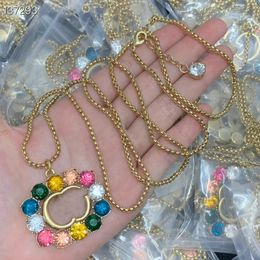 Classic Multicolor Letter Necklace with Diamonds and Retro High Grade Collar Chain for Women