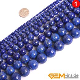 Bangle Round Blue Lapis Lazuli Beads Natural Lapis Lazuli Stone Diy Loose Beads for Jewellery Making Beads Strand 15 Inches Wholesale