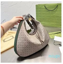 Canavs Crossbdoy Bags Attache Handbag Tote Patchwork Leather Hook Fastener Zipper Cotton Linen Quality Women Half Moon Purse Detachable Strap