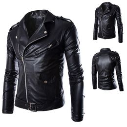 Men's Leather Faux Leather PU Leather Jacket Men Zip Lapel Collar British Punk Rock Outwear Coats Vintage Winter Thick Warm Casual Motorcycle Jackets 230825