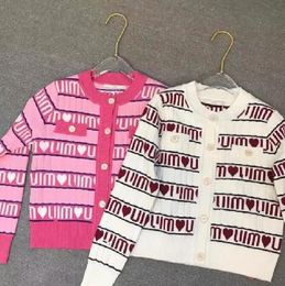 2023 NEW women's sweaters style heart matching Colour Designer paris Women Fashion Simple Casual cardigans short length pink slim fit wool kit female