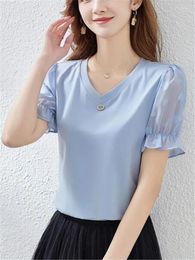 Women's T Shirts Summer T-shirt Women Short Sleeve Bubble Woman Clothes Blouses Pullover Half Casual Top