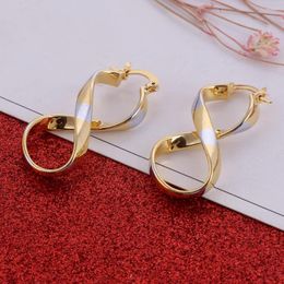 Stud Earrings Shiny Men Womens Girls Ladies High Quality Polish Smooth Gold Color Jewelry