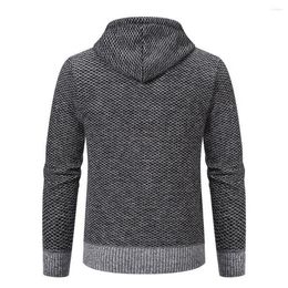 Men's Sweaters Men Knit Sweater Cozy Hooded Cardigans With Plush Lining Zipper Placket Pockets For Casual Autumn Winter Knitwear