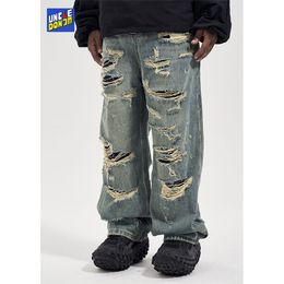 Men's Jeans Men's Street wear Wide Leg Jeans hip hop y2k jeans Mens Streetwear Straight Washed Retro Oversized Casual Denim Trousers 230827