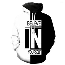 Men's Hoodies Believe In Yourself Hoodie Streetwear Hip Hop Harajuku Sweatshirts Crew Neck Mens White Pullover Fashion Clothing Top