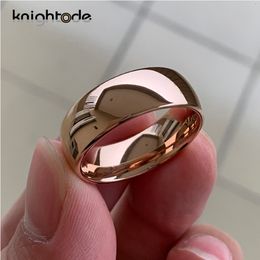 Band Rings Classic Rose Gold Color Tungsten Wedding Ring For Women Men Carbide Engagement Band Dome Polished Finish Width 8mm 6mm 230826