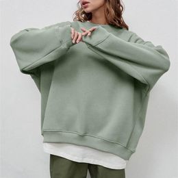 Women's Hoodies Korean Streetwear Trend Y2K Womens Oversized Sweatshirts Harajuku Hoodless Long Sleeve Pullover Shirts Solid Color Simple