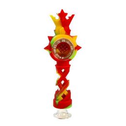 Colorful Silicone Pipes Crown Design Style Glass Filter Nineholes Screen Bowl Portable Removable Innovative Herb Tobacco Cigarette Holder Smoking Handpipes