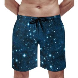 Men's Shorts Glitter Galaxy Board Summer Blue Sparkle Stars Casual Beach Short Pants Man Running Fast Dry Custom Swimming Trunks