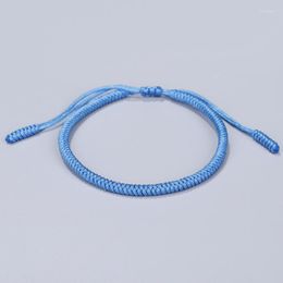 Charm Bracelets Blue Colour Tibetan Buddhist Handmade Lucky Knots Rope Size Adjustable Buddhism Braided Bangle Bring Good Luck