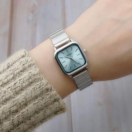 Wristwatches Luxury Square Women Watch Simple Silver Exquisite Ladies Bracelet Wrist Watches Minimalist Female Quartz Clock
