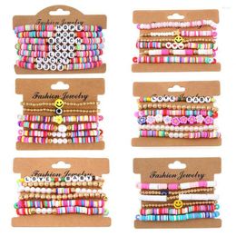 Charm Bracelets Bohemian Fashion Colourful Stackable Bracelet Soft Clay Pottery Layering Friendship Bead Girl Bangle Holiday Jewellery Gift