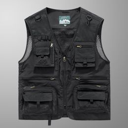 Men's Vests Sleeveless Jacket Fashion Fishing Vests For Men's Pocket Pography Waistcoat Casual Spring Autumn Outdoors Military Black 230826