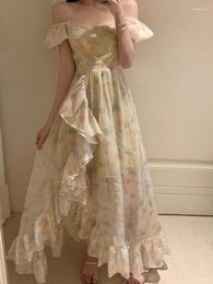 Casual Dresses Women Plus Size Party Long Dress Print Ruffles Off Shoulder Chiffon Elegant For Wedding Robe Maxi Elegante Prom