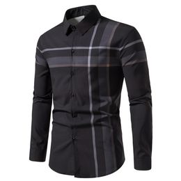 Men's Dress Shirts Spring and Summer Long Sleeve Shirt Fashion Trend Stripes Thin Men Clothing 230826